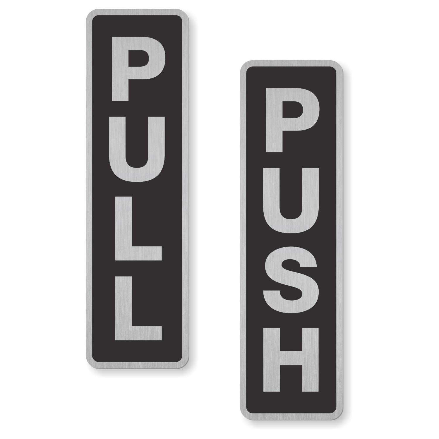 SmartSign “Push/Pull” Kit of 2 Anodized Signs | 2" x 7" DiamondPlate Aluminum