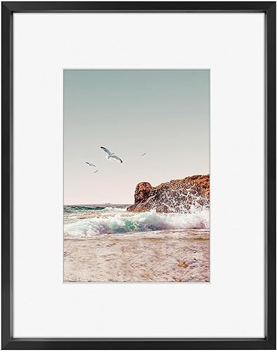 Vista 227 de Frametory - Colección de marcos de metal para fotos, marco de aluminio para fotos con alfombrilla de color marfil y cristal real Dorado