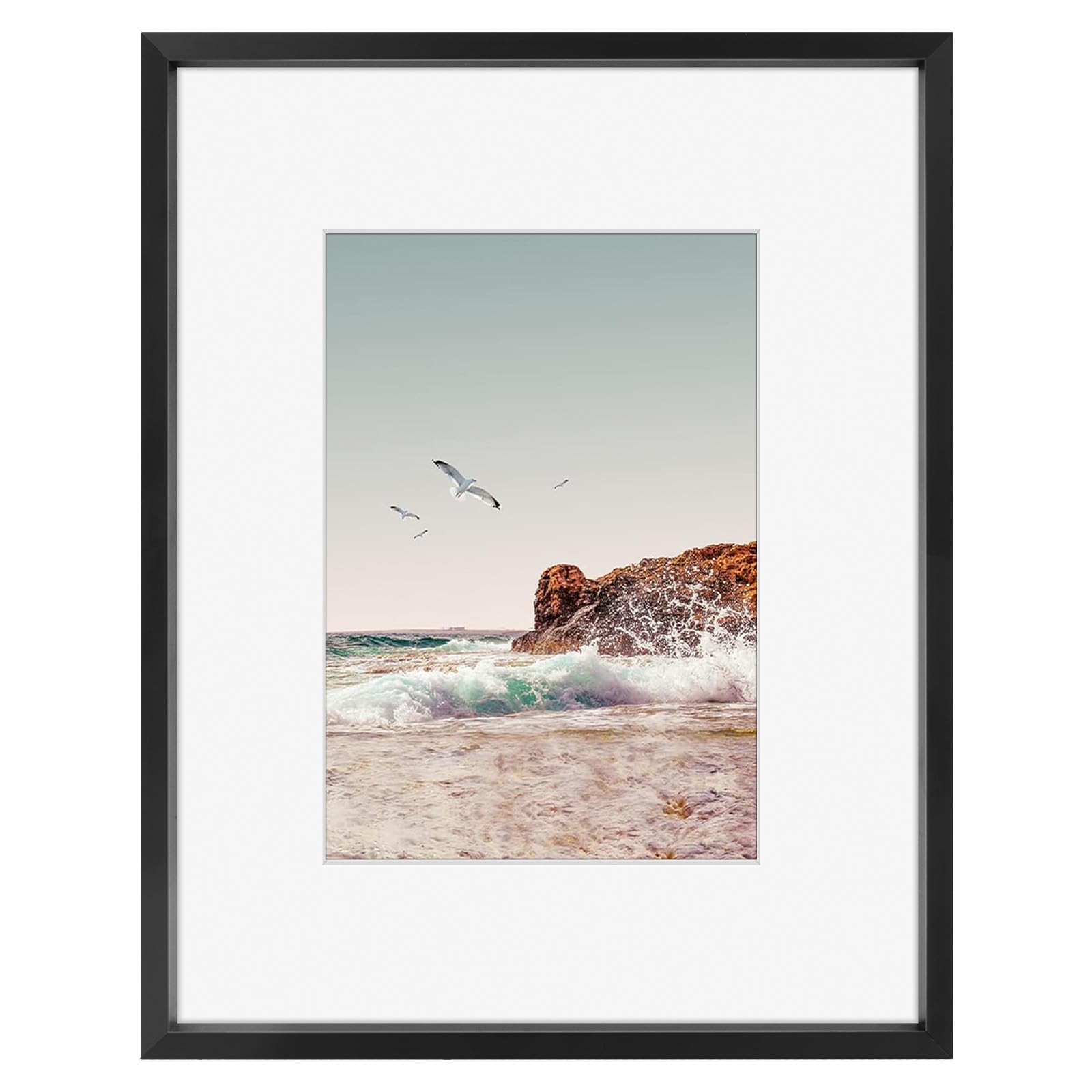 Frametory, 8x10 Aluminum Photo Frame for 5x7 Pictures with Mat or 8x10 Without, Real Glass, Wall or Tabletop Metal Picture Frame Collection (Black, 1 Pack)