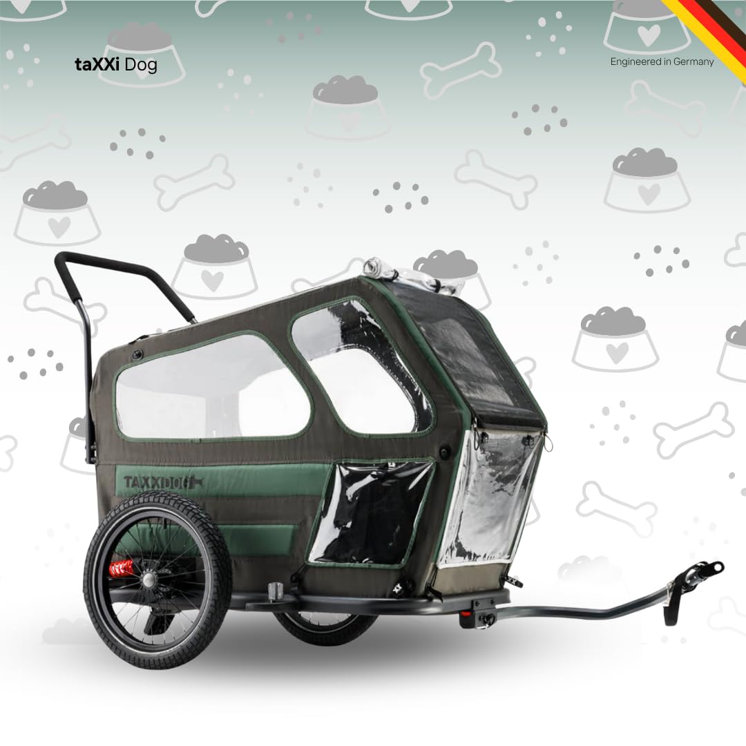 taXXi Dog Fahrradanhänger | In verschiedenen Größen| Faltbarer Premium Hundeanhänger | Designed in Germany | Mit Federung und Feststellbremse | 90 x 75 x 79 cm