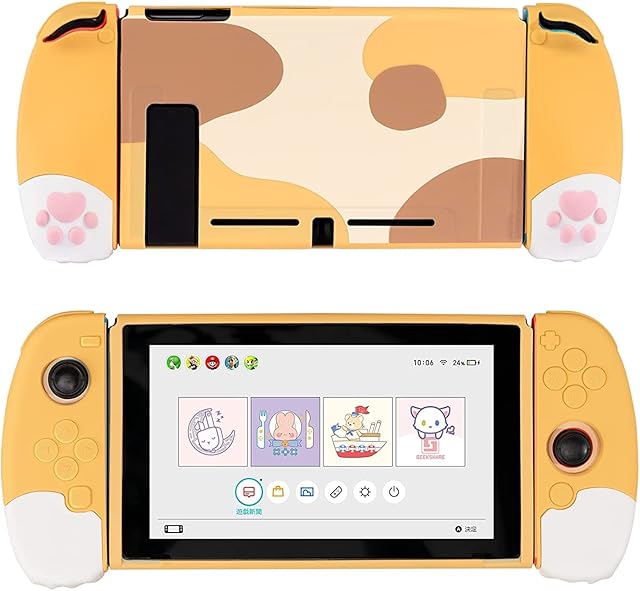 GeekShare Soft Silicone Protective Case Compatible with Nintendo Switch Console and Joy Con- Shock-Absorption and Anti-Scratch Slim Cover Case with Ergonomic Design for Switch -- Cat Paw