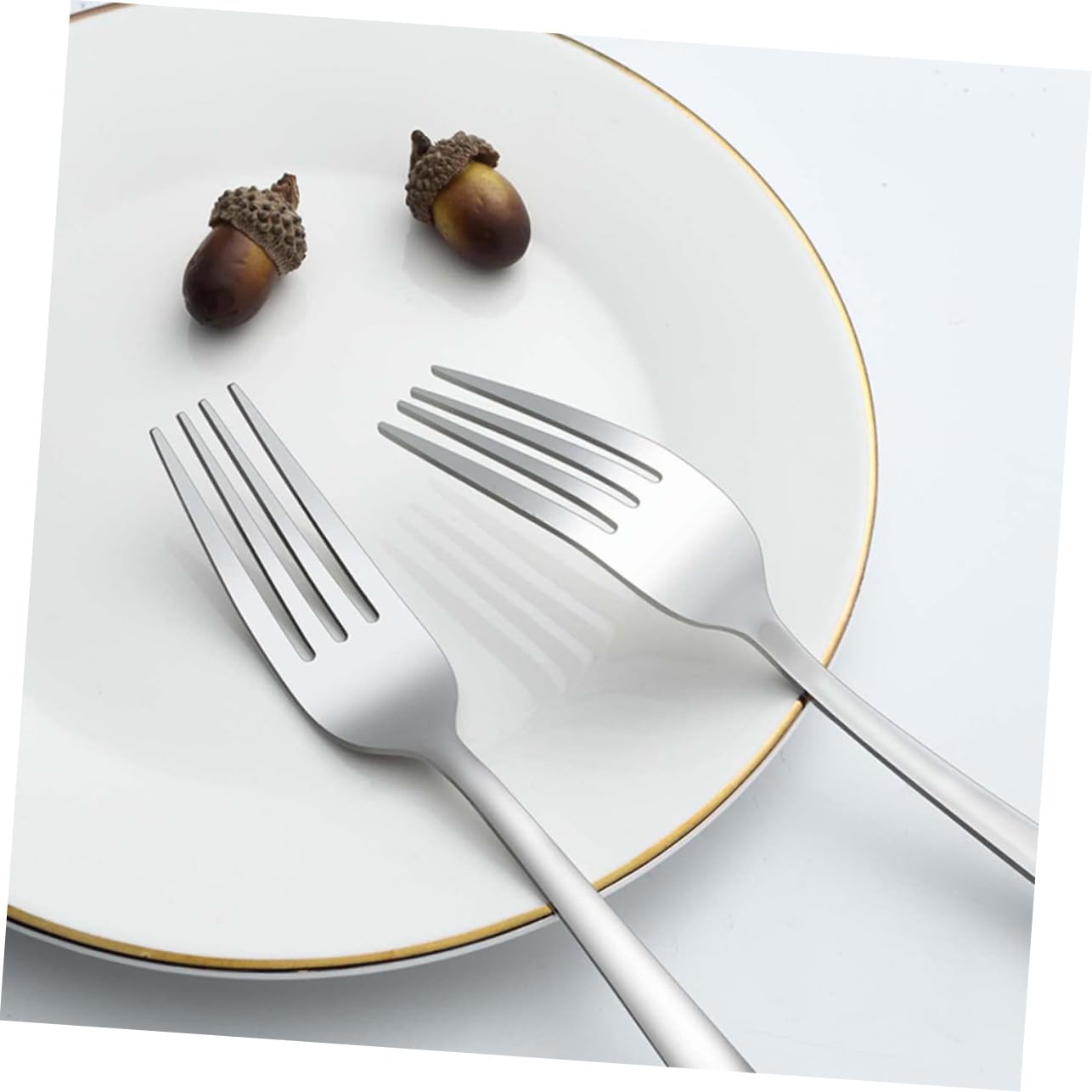 Juego de 24 Tenedores de Acero Inoxidable para Postre | Color Plata, Fáciles de Limpiar, Cómodos, para Fruta y Tartas, Formato Pequeño Portátil
