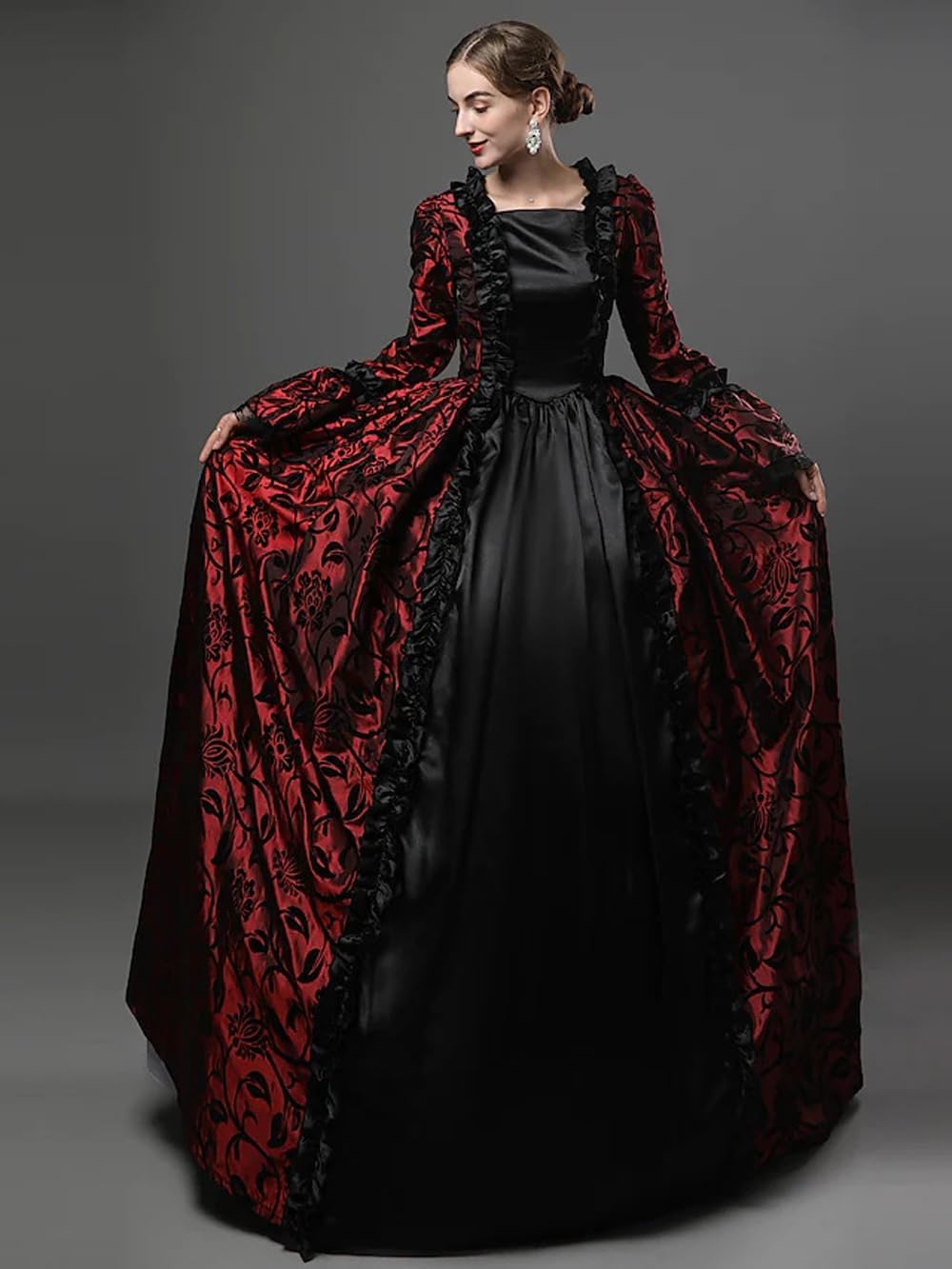CountryWomen 18th Century Women's Rococo Ball Gown Printing Costumes Long Gothic Victorian Dress Masquerade Theme Dresses - Image 7