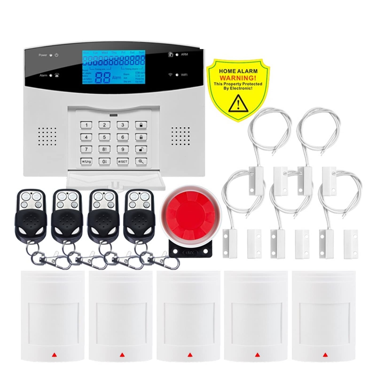 Wifi Drut bezprzewodowy GSM System alarmowy bezpieczeństwa domu z dymem dymu czujnika ruchu dla Tuya Smart Life App Szybki montaż(G2BWD)
