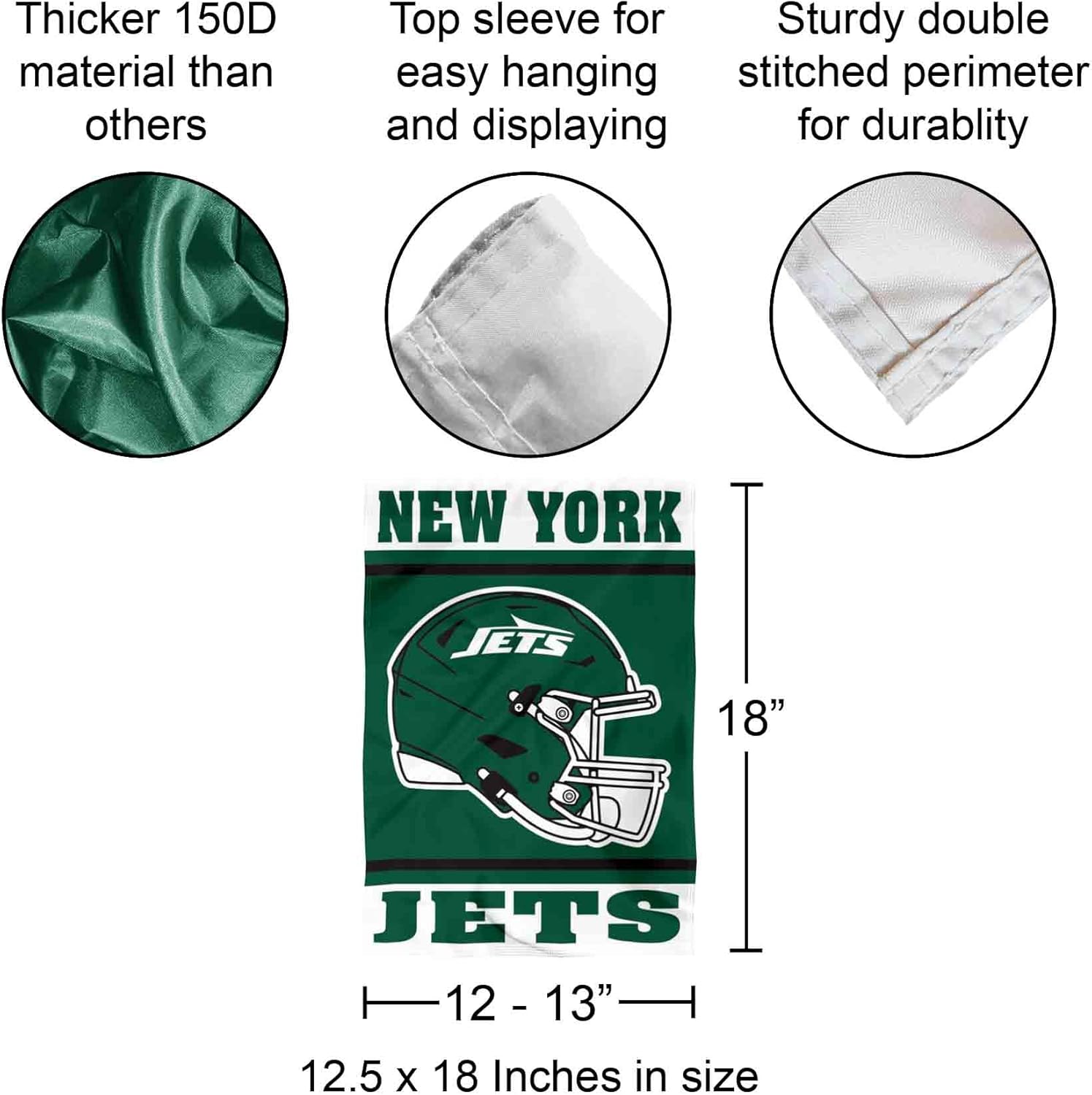 New York Jets Helmet Double Sided Garden Banner Flag - Image 3