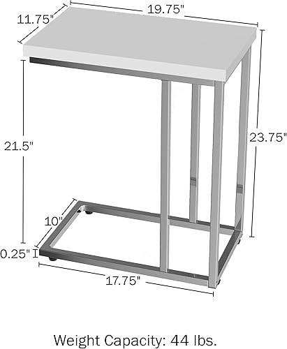 Miniatura 3 de Lavish Home Mesa auxiliar en forma de C para sofá, bandeja moderna y contemporánea para laptop o mesita de noche compacta, muebles que ahorran