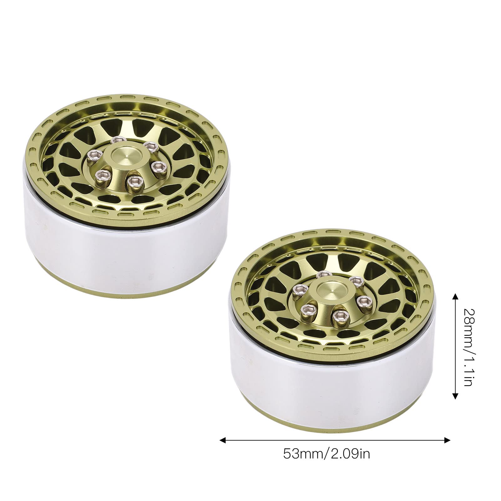 Piasta Koła Samochodowego RC, 4 Szt. Beadlock RC Piasta Koła Samochodowego Zestaw 1.9in Felga Ze Stopu Aluminium Do 1/10 1/12 1/14 Samochody Zdalnie Sterowane(Jasnozielony)