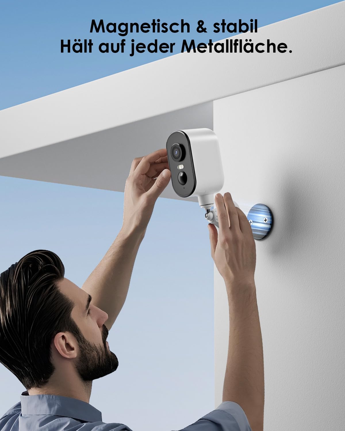 CZEview 2K Überwachungskamera Aussen Akku, Magnetische Montage, 300° Horizontaler PTZ,Bewegungserkennung, WLAN Kabellose Überwachungskamera außen/innen, 2.4G, 2-Wege Audio, Farbige Nachtsicht, IP65