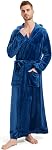 Robe à capuche en peluche pour hommes, manche pleine longueur, grand peignoir et grand peignoirs avec capot
