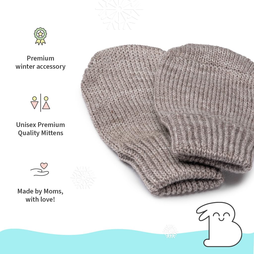 superbottoms Winter Mittens for NewBorn Babies & Infants l Fits 0-1Y Old l Woolen Blend - Image 4 thumbnail