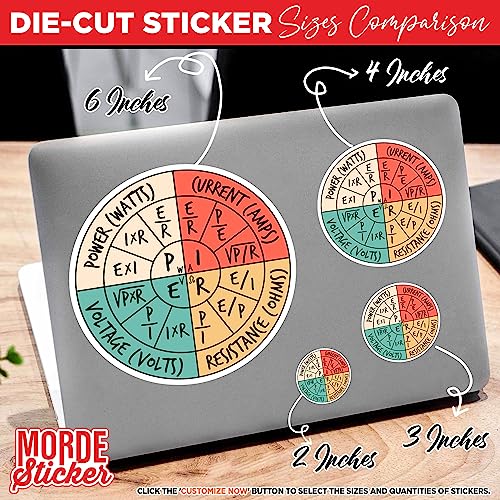 Ohms Law Sticker Funny Ohms Law Pie Chart Electrical Electronics Engineer Vintage Decal Die-Cut Waterproof Vinyl Sticker for Hard Hat Laptop Water Bottle Phone Case Cars Stickers Decor Decal Gift Idea