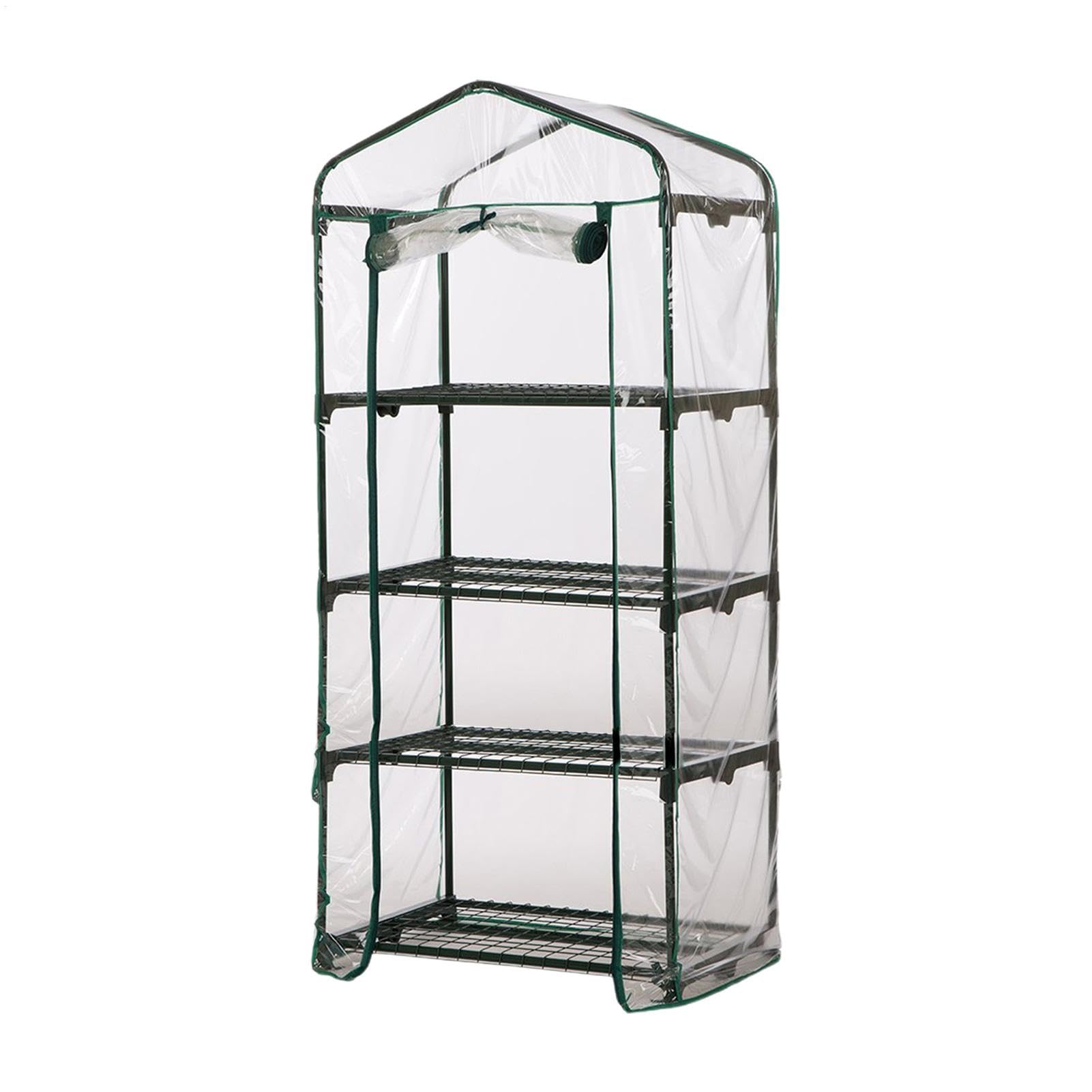 Serra interna serre portatili per esterni serra da giardino con ruote | chiuse, 3/4 livelli, negozio di coltivazione con copertura con cerniera, scaffali per piante in acciaio