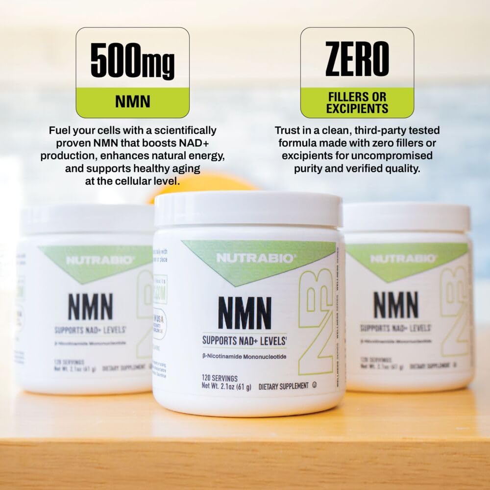 NutraBio NMN - NAD Supplement, Longevity Support, Boost NAD Levels, Increase Cellular Energy, Brain Health, Healthy Aging- 120 Servings — Amazon image 5
