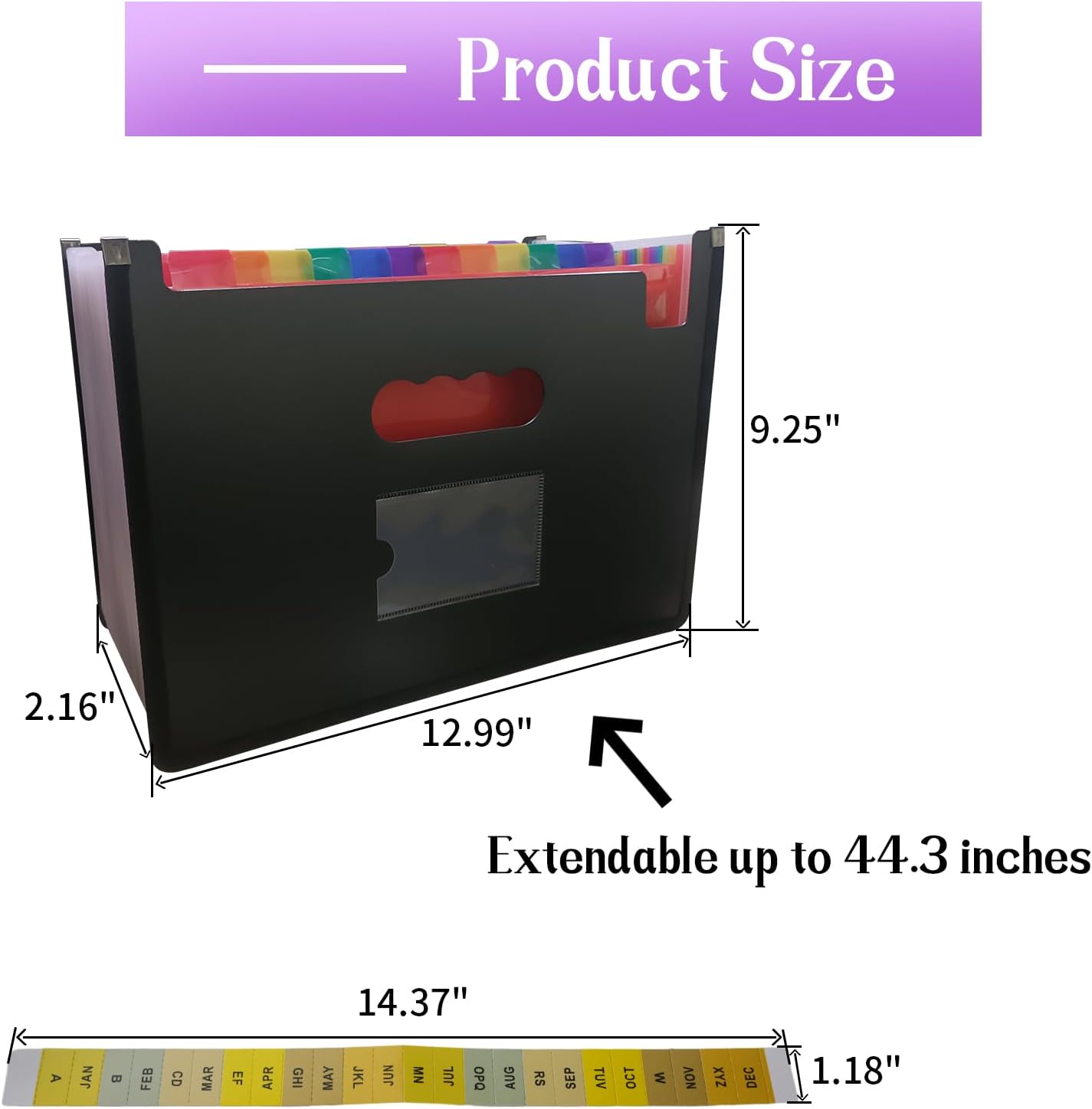 PENCK Acordian File Keeper 48 Pockets Expanding File Folder Large Capacity Multicolored Portable Accordion A4 Document Organizer – Works on Letter Size and A4 Size for Home/Office/Business/Study
