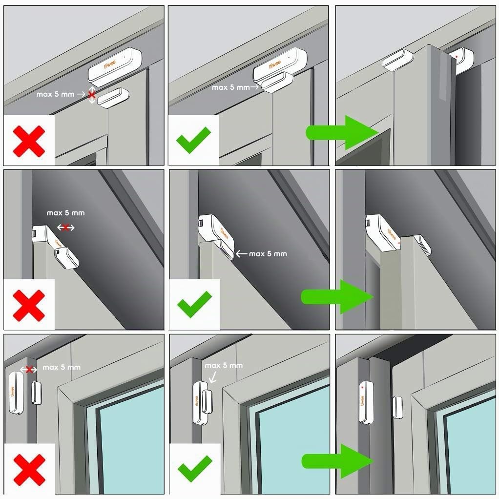 tiiwee Capteur de fenêtre et de Porte TWWS03 pour système d'alarme Domestique Tiiwee