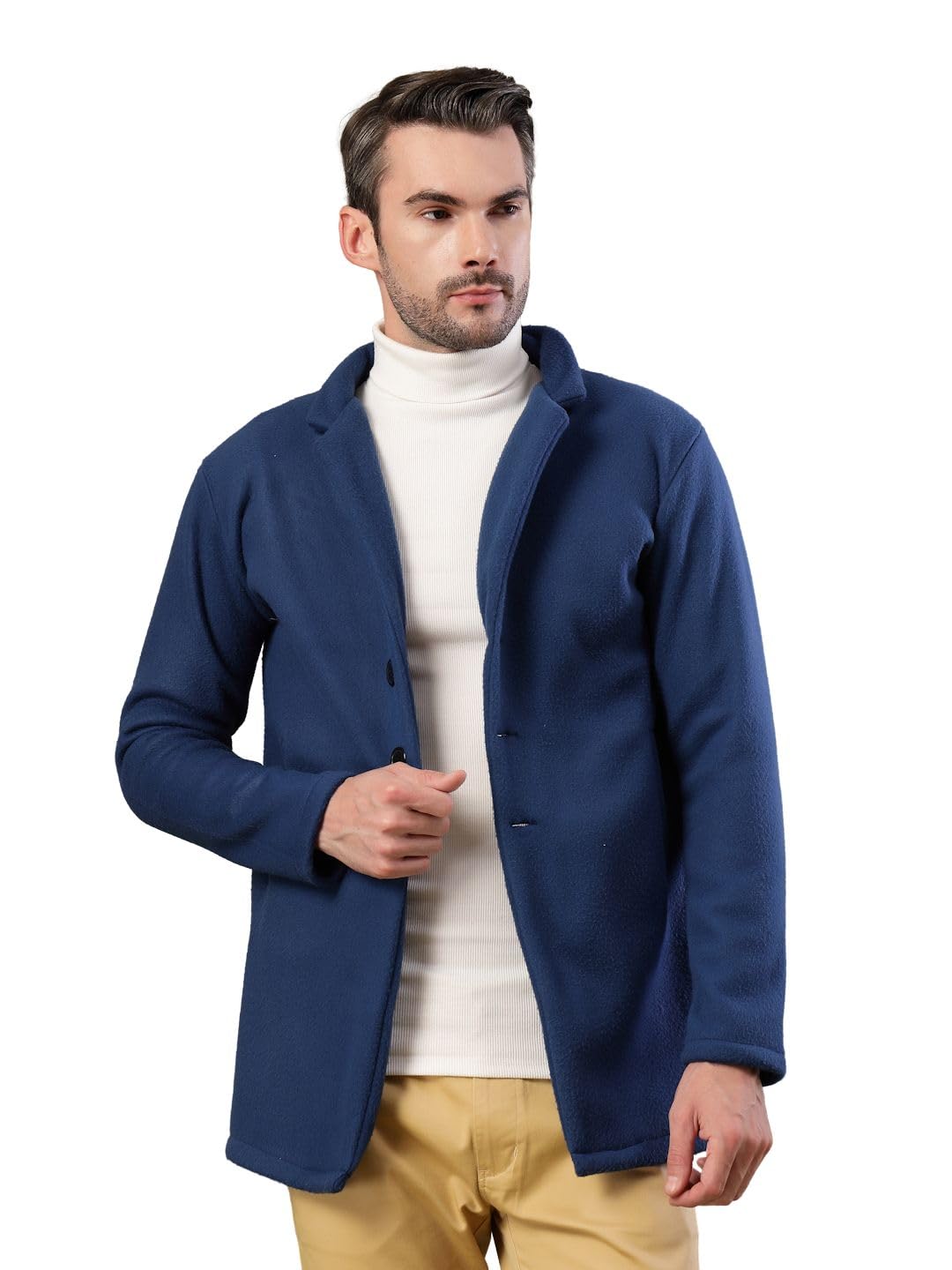 rigo Cotton Polar Fleece Solid Overcoat for Men | Regular Fit Lapel Collar Long Jacket Overcoat | Winter Wear Men's Long Overcoat-picture-13