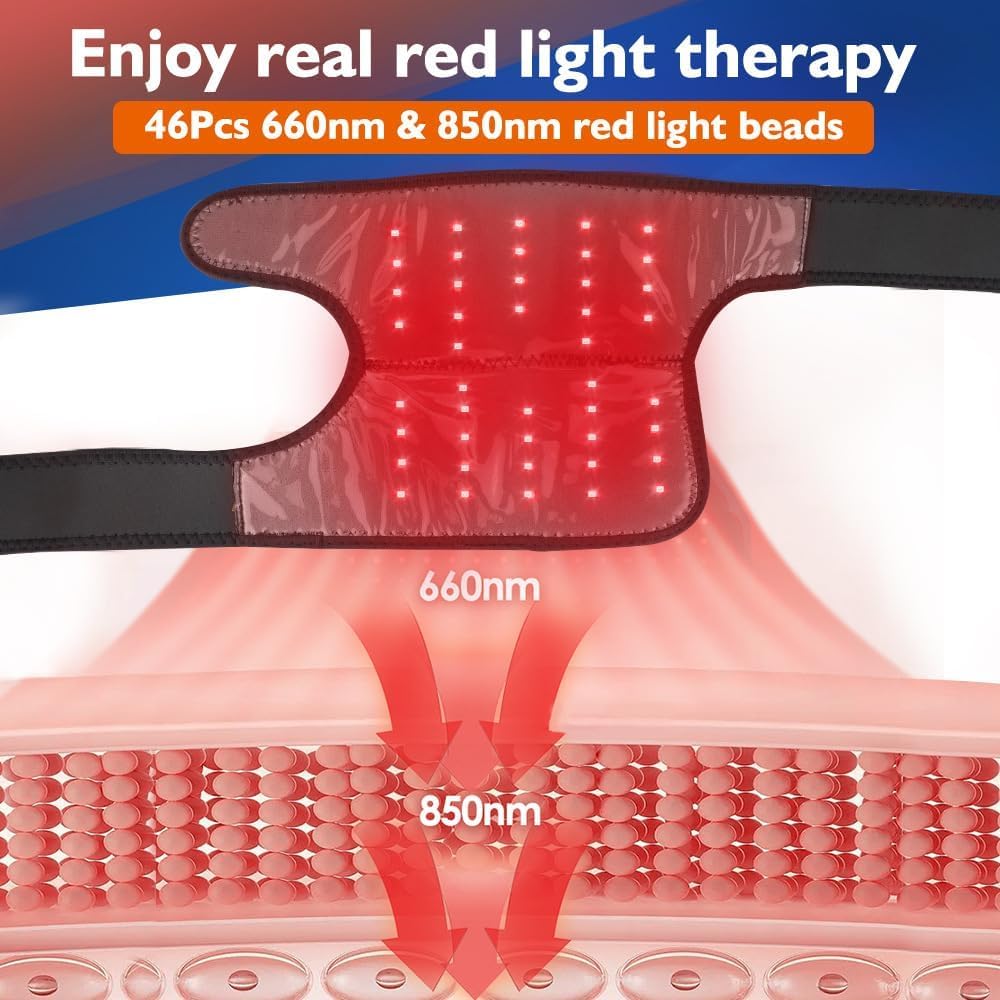 Dispositivo inalámbrico de terapia de luz roja | Longitud de onda dual de 660 nm y 850 nm | Alivio del dolor recargable para articulaciones | Solución portátil de terapia LED