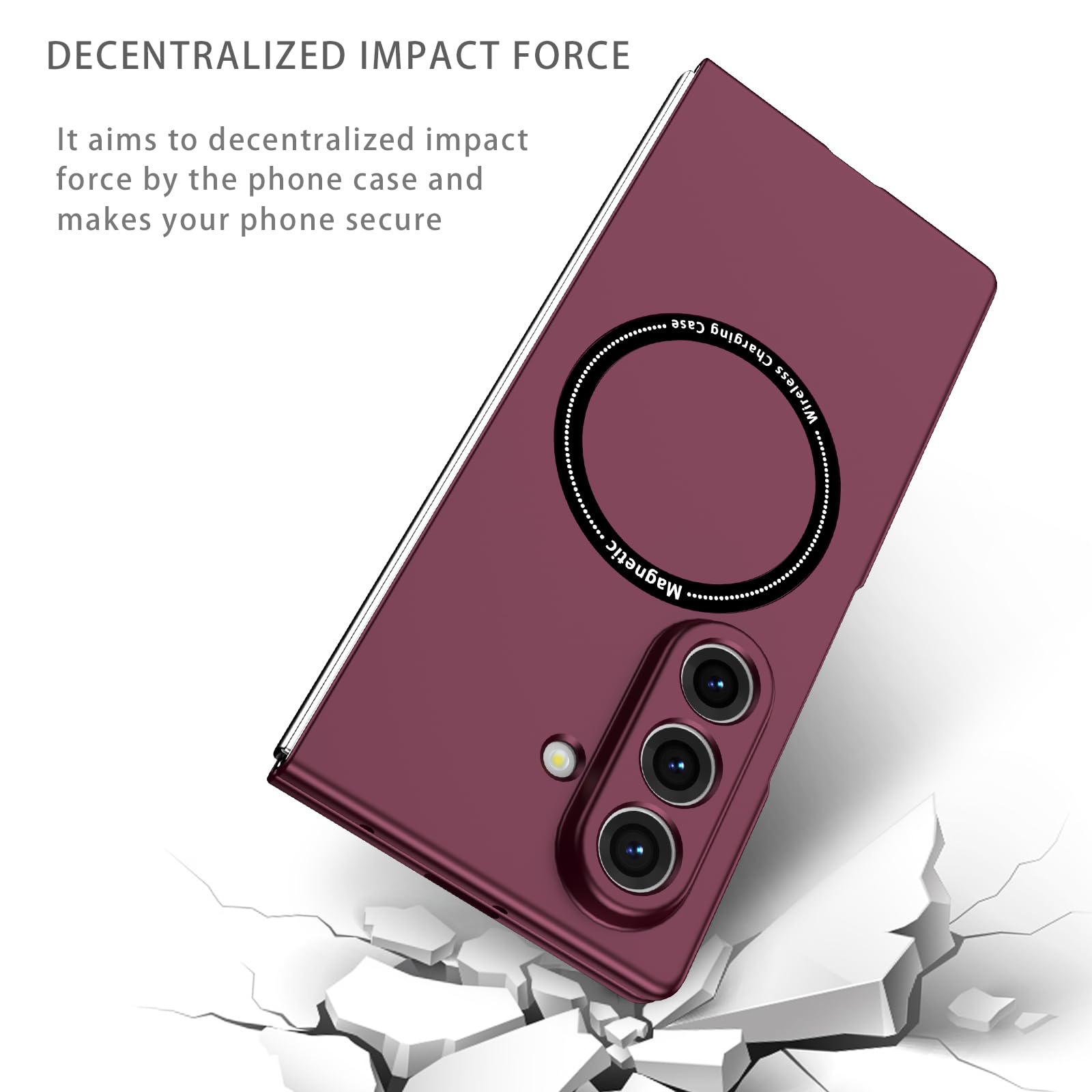 Custodia magnetica per Galaxy Z Fold 8 Ultra Slim Drop Proof Vino | Costruzione in PC rigido, magnete integrato, vestibilità sottile e leggera, antiurto robusta protezione anti-goccia