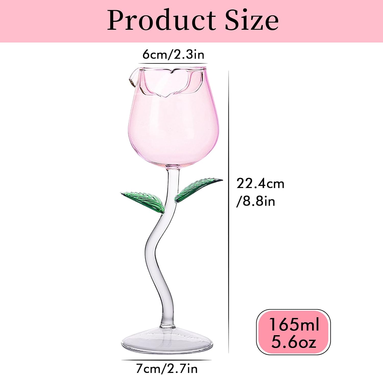 INFTYLE Rose Wine Glasses Set of 2 Creative Wine Goblet Champagne Flutes Classy Red Wine Glass, Ideal Gifts for Housewarming, Wedding, Birthday Celebrations