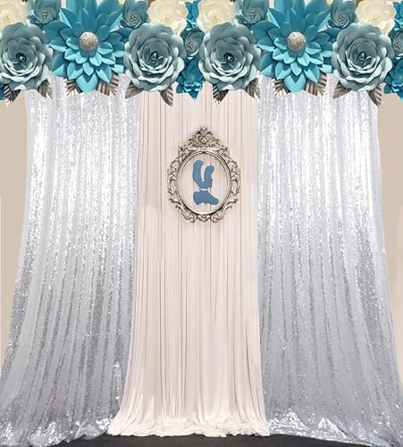 Amzlokae Curtains 2 Panels 2Ftx7Ft Silver Glitter Backdrop Curtains Sequin Shower Curtain 84 Inch Sequin Photography Backdrop For Weddings Photo Booth Hanging (2Ftx7Ftx2, Silver) #TOP1