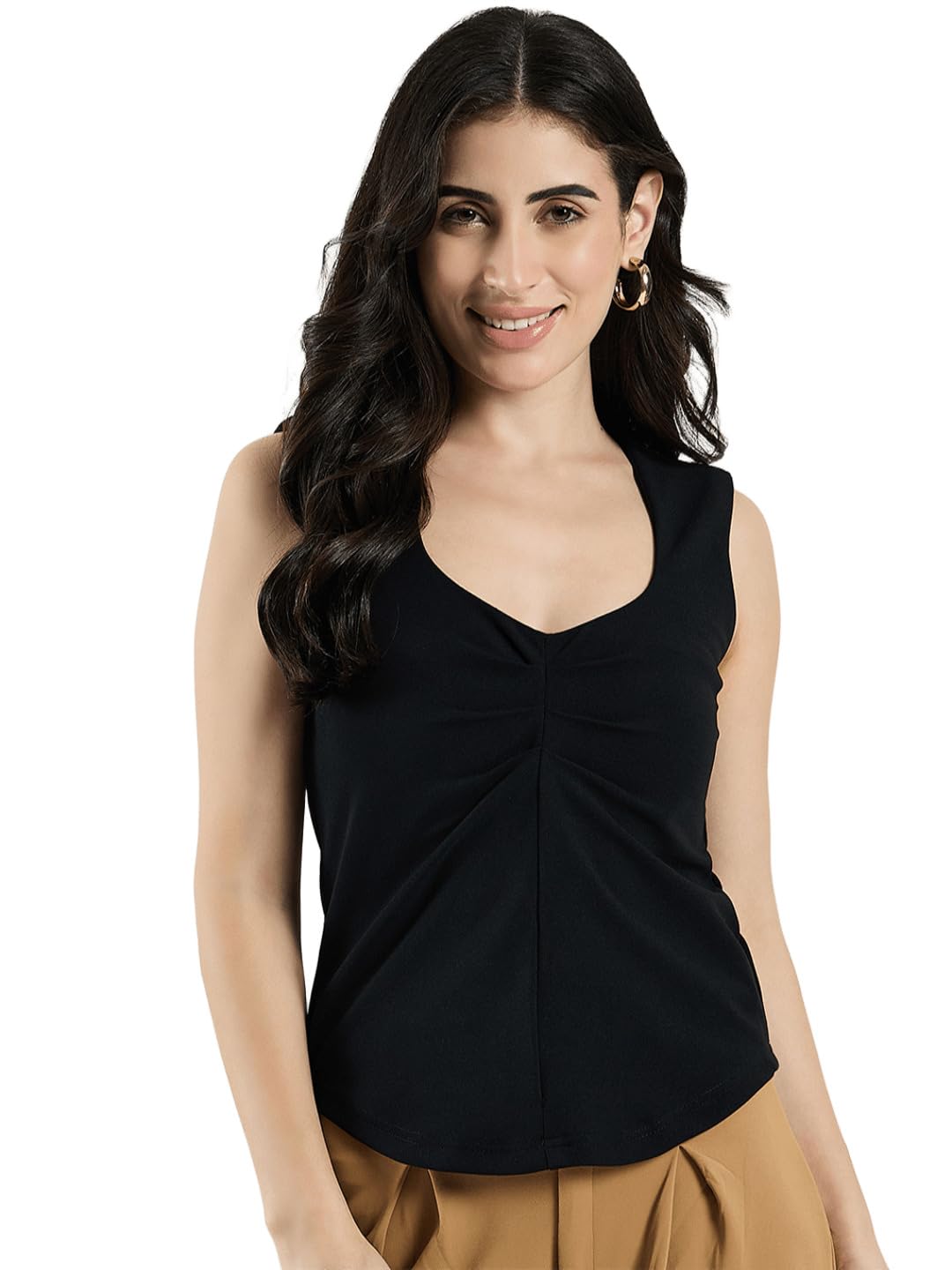drape and dazzle Women Basic Sleevless Solid Tank Top-picture-23