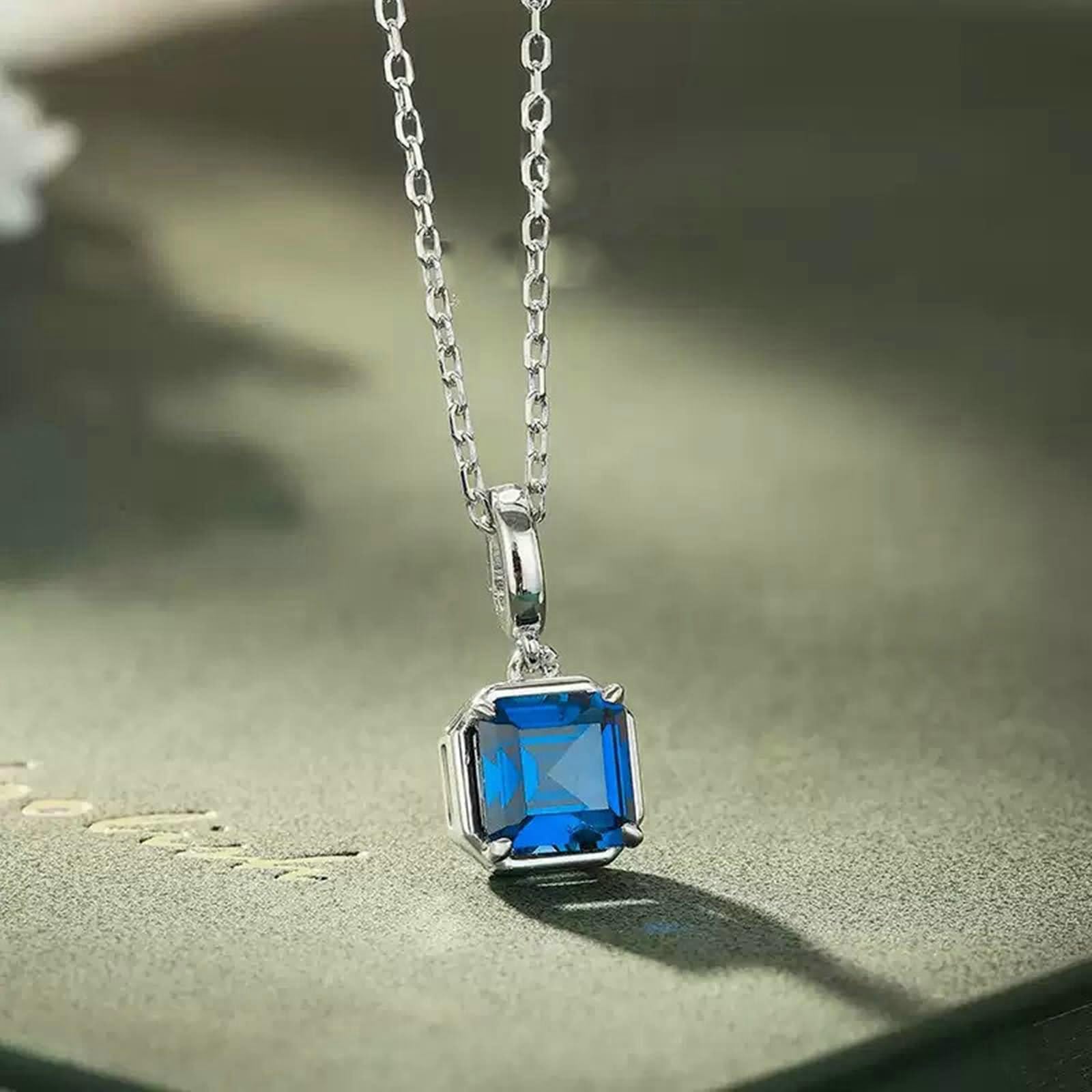 Kolia damska modna biżuteria, damski łańcuszek na szyję białe złoto 18 K Solitaire z 1,2 karata wyprodukowany w laboratorium szafir 45 cm