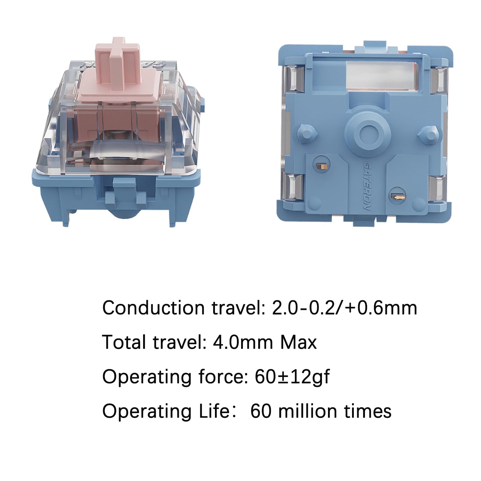 DRAOZA GATERON Melodic Switches,Clicky switches,5 Pin Pre-lubed 60gf Switches for MX Mechanical Keyboard(36PCS)
