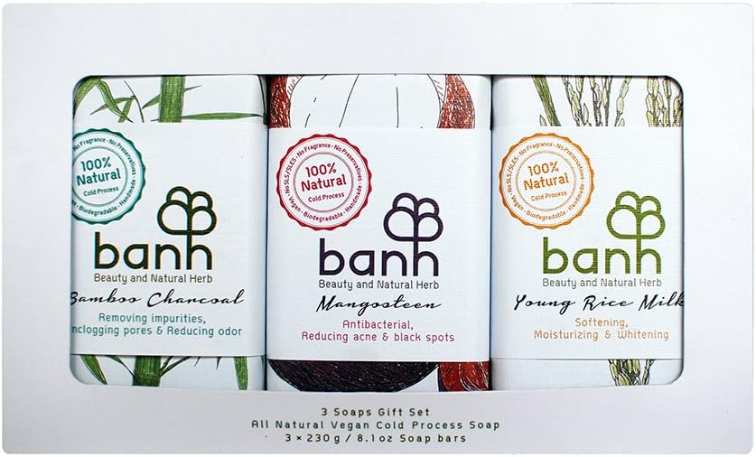 All Natural Vegan Cold Process Soap Bar Gift Set in Box - Includes 3 x 8.1 oz Soaps