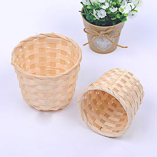 Miniatura 7 de BESPORTBLE Cesta de mimbre decorativa de bambú con tapa grande para habitación, hogar, oficina, entrada