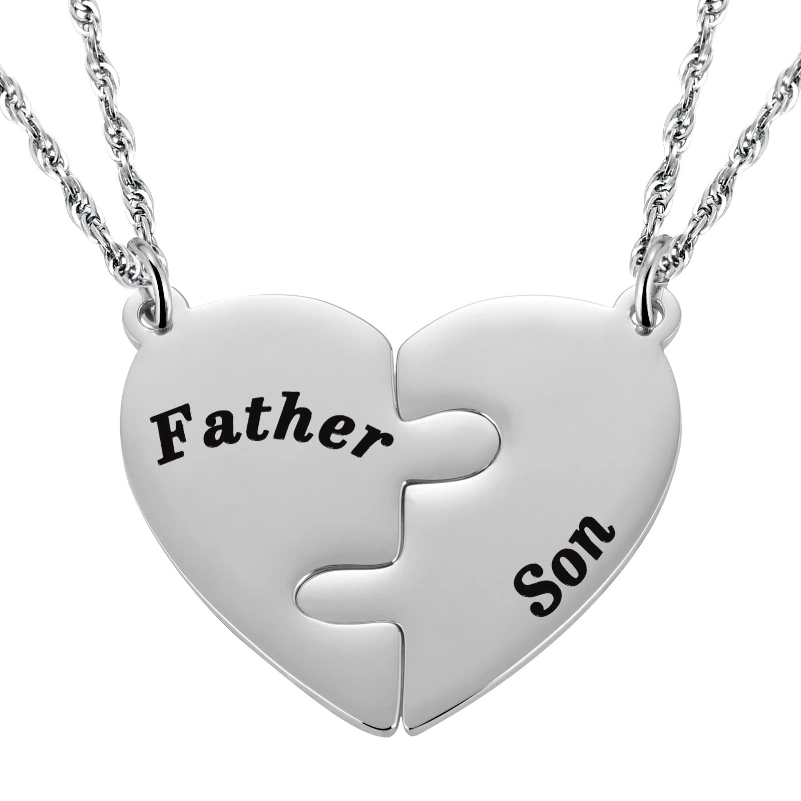 Ralukiia Mother &amp; Son Heart Matching Necklace Set - Graduation, Birthday Jewelry