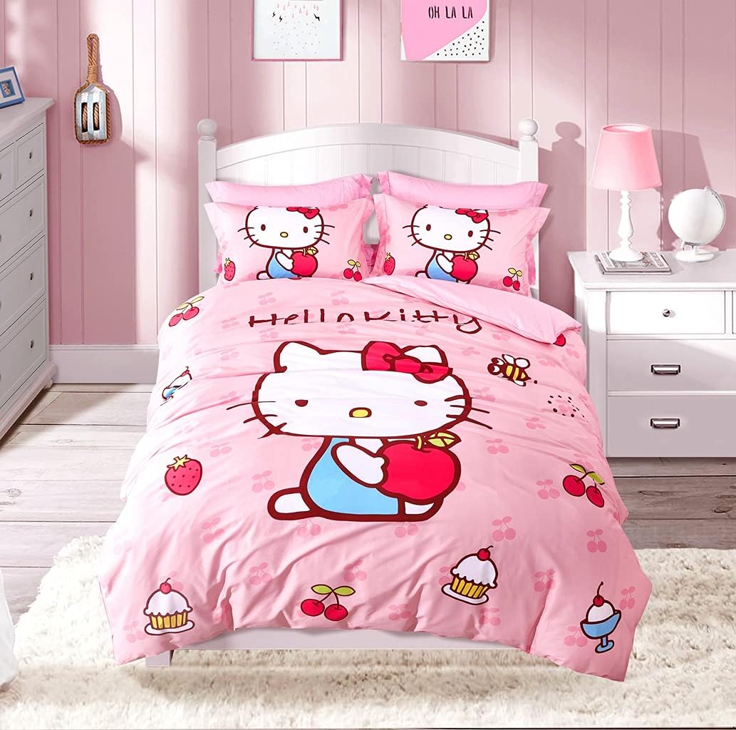 Hello Kitty Cat Pink Quilt  Bedding Set Cute