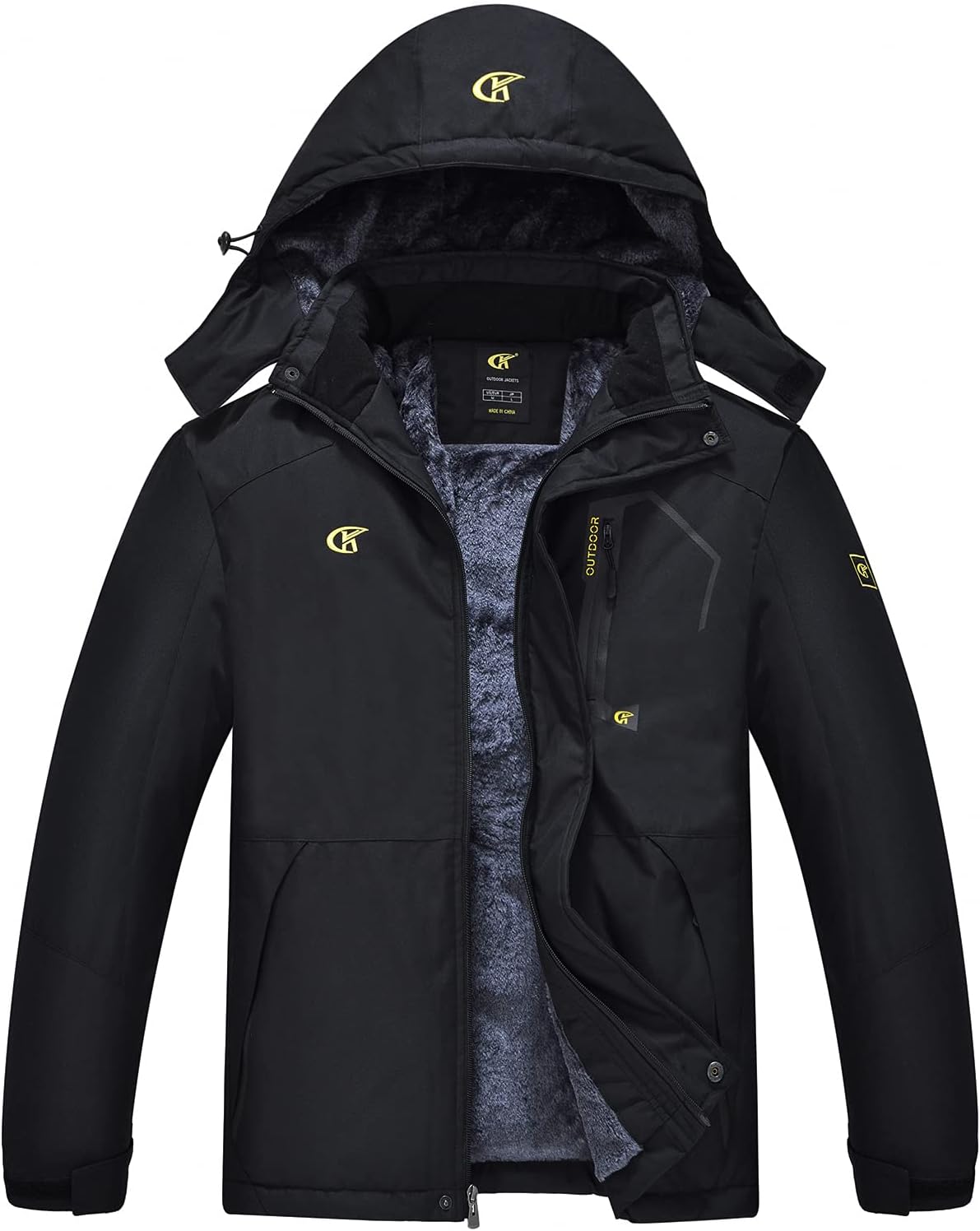 QPNGRP Mens Waterproof Fleece Ski Jacket Windproof Winter Snow Coat