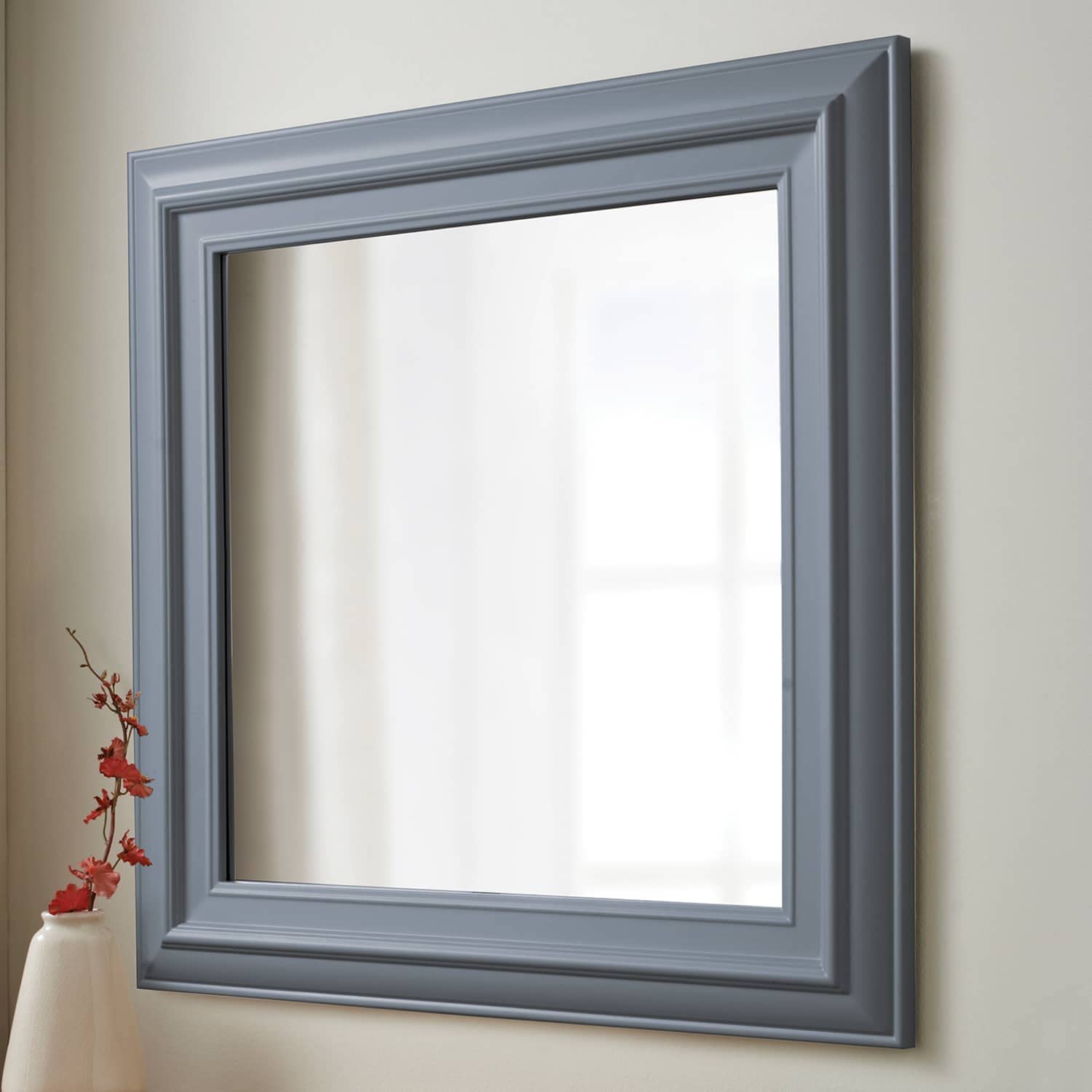 DEENZ GREY WALL MIRROR square frame dorset country style wall mirror 55x55cm