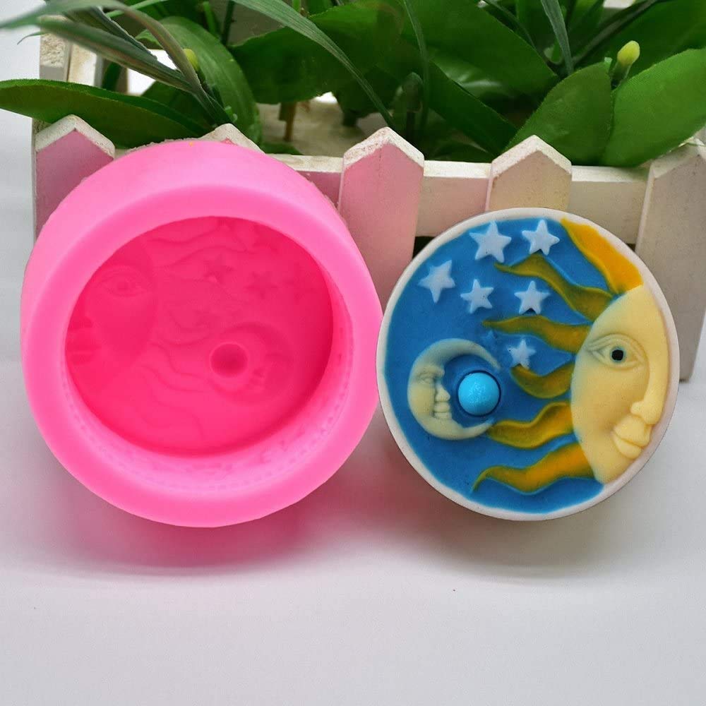 2 Stampi In Silicone Per Sapone A Forma Di Sole E Luna Crescente - Fai Da Te, Per Candele, Resina, Bombe Da Bagno
