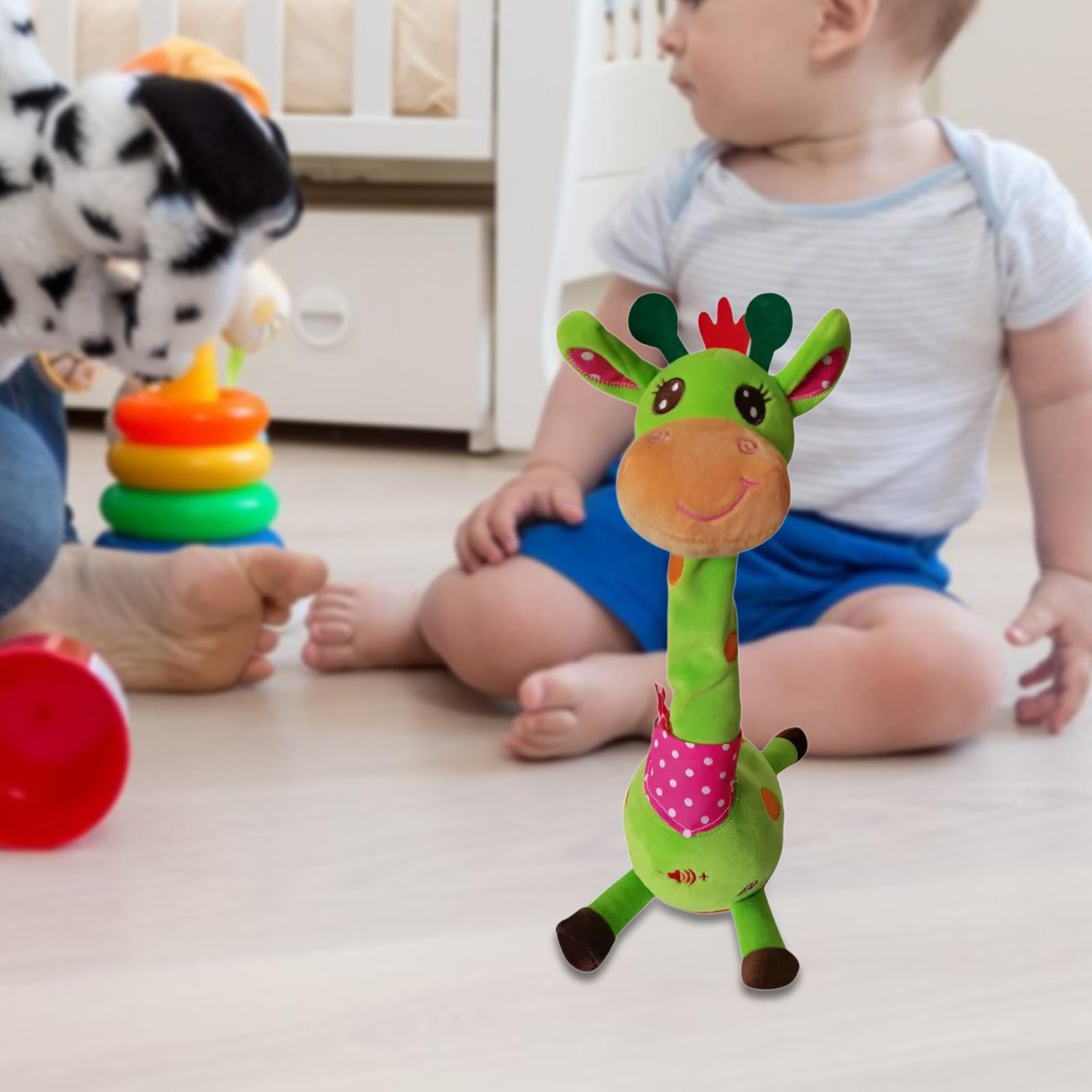 Peluche a Forma di Giraffa con Canzoni Interattive, Volume Regolabile E Registrazione Vocale - Adatto Ai Neonati - Regalo Educativo, Verde