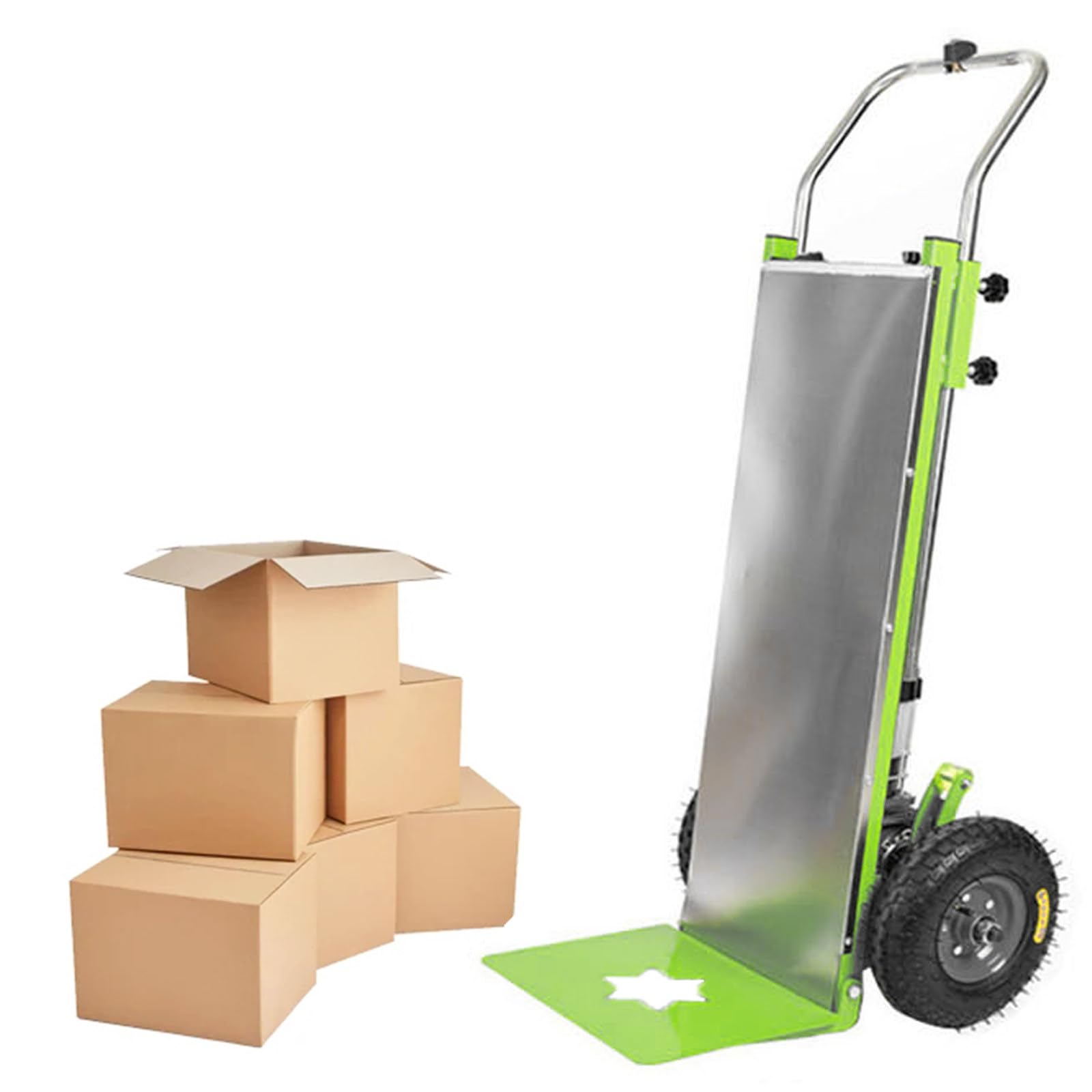 Elektrische Treppensteiger-Handkarre, 800-W-Motor mit 25,4 cm Vollgummireifen, 450 kg Kapazität, für müheloses Bewegen auf Treppen in Lagern und Logistik