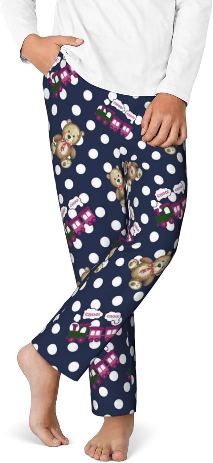 KlDS Cute PJ Pants With Pockets Long Pajama Pant Soft Comfortable Sleep Bottoms