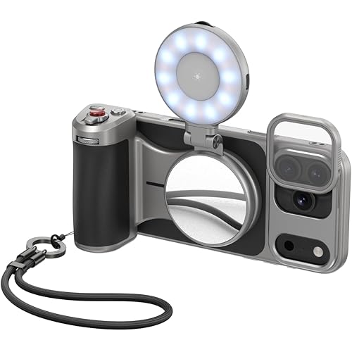 TELESIN Master Grip Kit for iPhone 17 Pro Max, Magnetic Phone Camera Grip with C03 Selfie Light+ UV Filters, Creator Kit Built 3200mAh Battery Wireless Charging Powergrip - Cooling Graphene Case