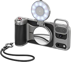 TELESIN Master Grip Kit for iPhone 17 Pro Max, Magnetic Phone Camera Grip with C03 Selfie Light+ UV Filters, Creator Kit Built 3200mAh Battery Wireless Charging Powergrip - Cooling Graphene Case