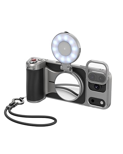 TELESIN Master Grip Kit for iPhone 17 Pro Max, Magnetic Phone Camera Grip with C03 Selfie Light+ UV Filters, Creator Kit Built 3200mAh Battery Wireless Charging Powergrip - Cooling Graphene Case