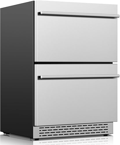 Refrigerador de bebidas de 24 pulgadas, refrigerador de doble cajón debajo de la encimera para bebidas y refrescos, 37-64F, enfriador de bebidas de