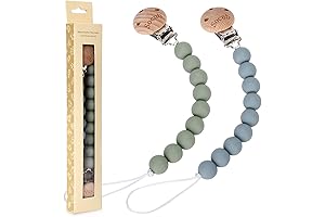 Pacifier Clips with Silicone Beads: Sage and Ether