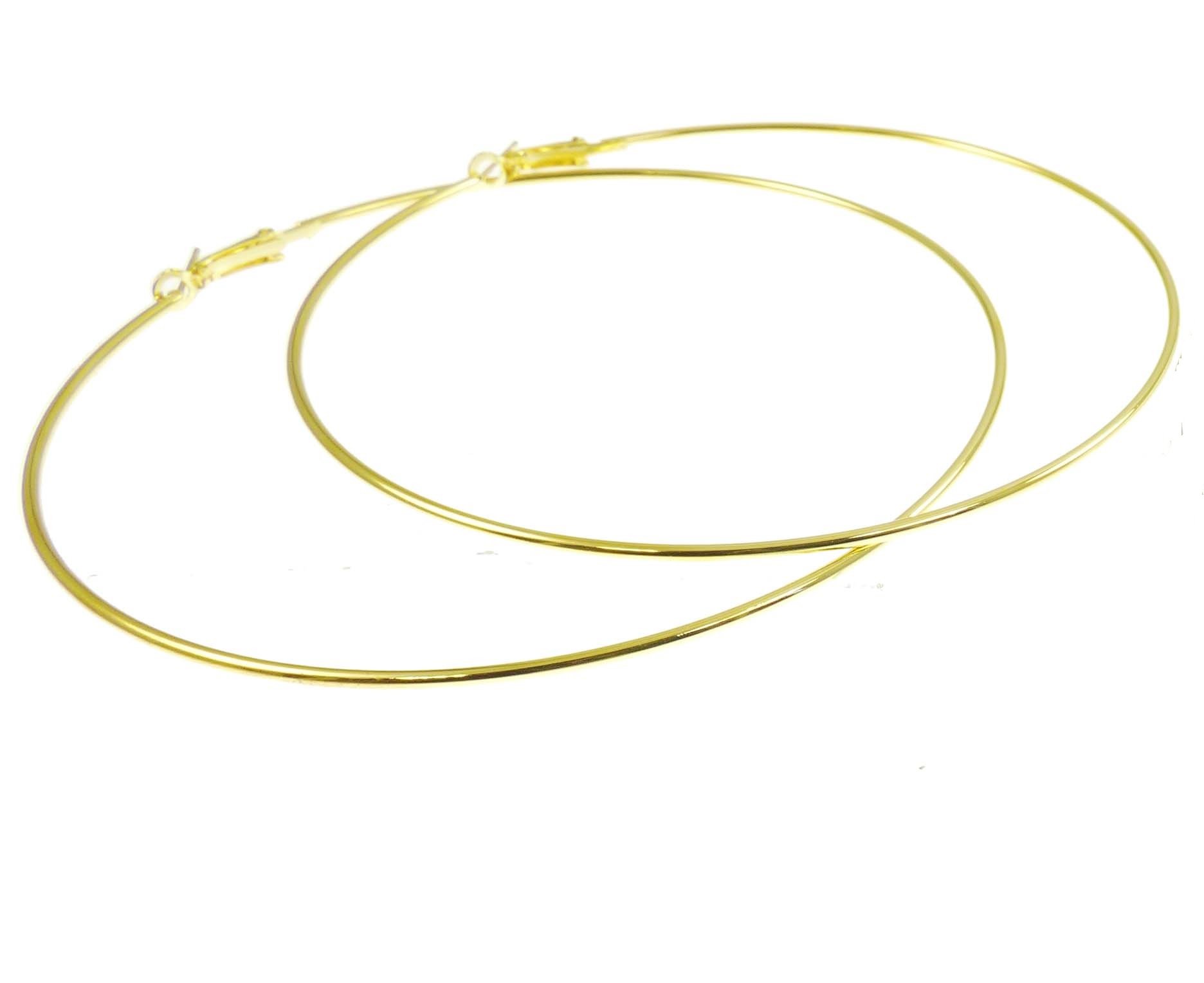 Mytoptrendz® Thin Large Hoops Fashion Earrings 120mm Gold Tone