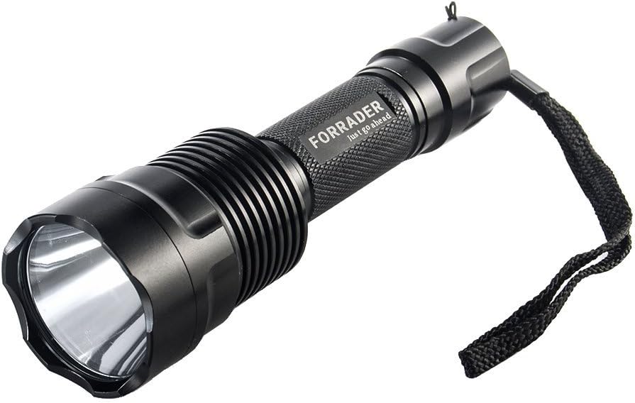 C12 XM-L2 U3 Super-bright LED Flashlight Torch Light with Tail Button Switch Controlled by 5-mode, Black (Flashlight Only)