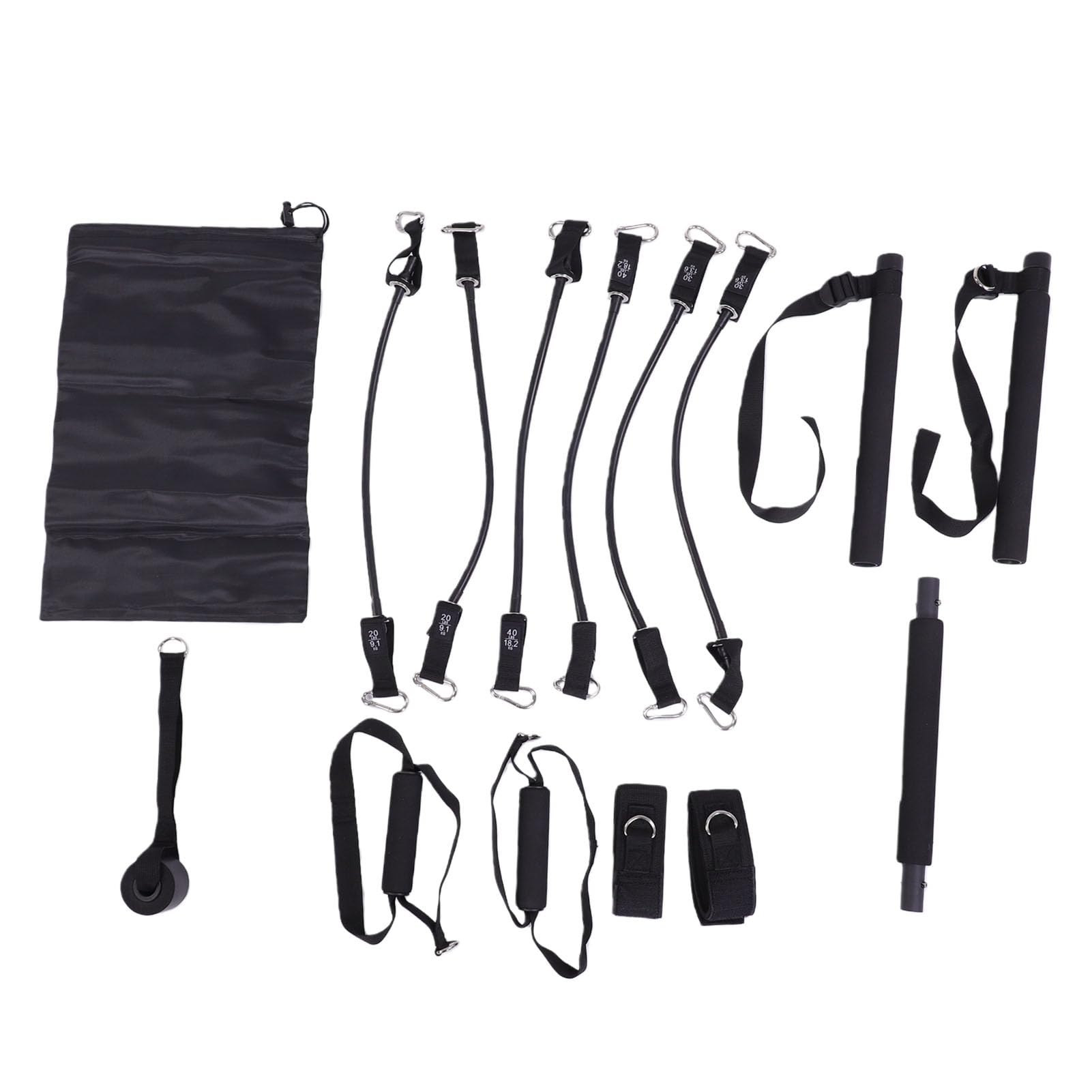 Bewinner Kit de Barra de Pilates Premium, Bandas de Resistencia de 20, 30 y 40 Libras con Bolsa de Almacenamiento Portátil, Equipo de Entrenamiento de Pilates Ajustable, Tubos de Acero