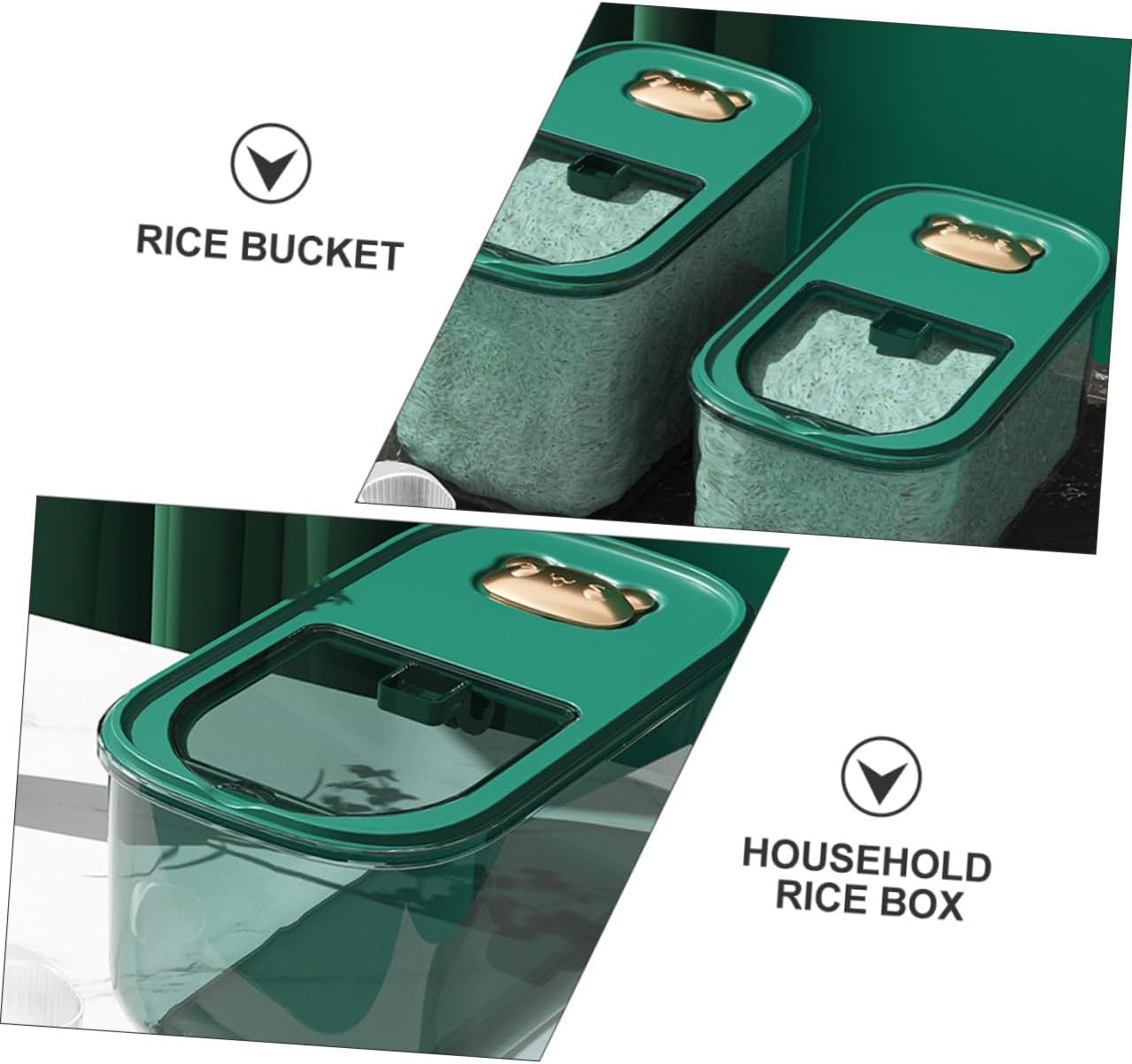 Airtight Thickened Plastic Rice Storage Bucket 10lb Sealed Grain Container Moisture-proof Food Storage Box for Kitchen Pantry