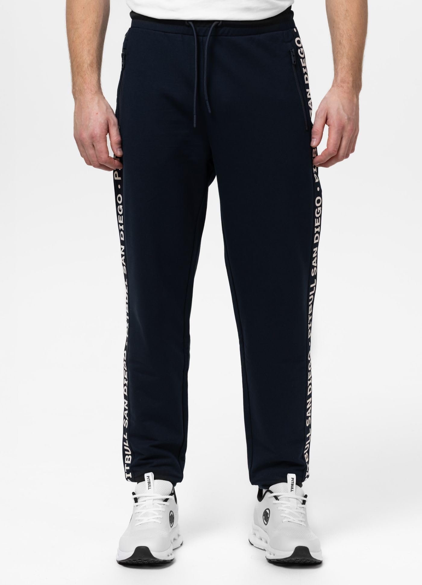 PITBULL - Jogginghose Herren Tape Parker, Trainingshose Herren, Sporthose Reguläre Passform, Sporthose Lang, Trainingsanzug, Sweathose Joggen mit Logostreifen