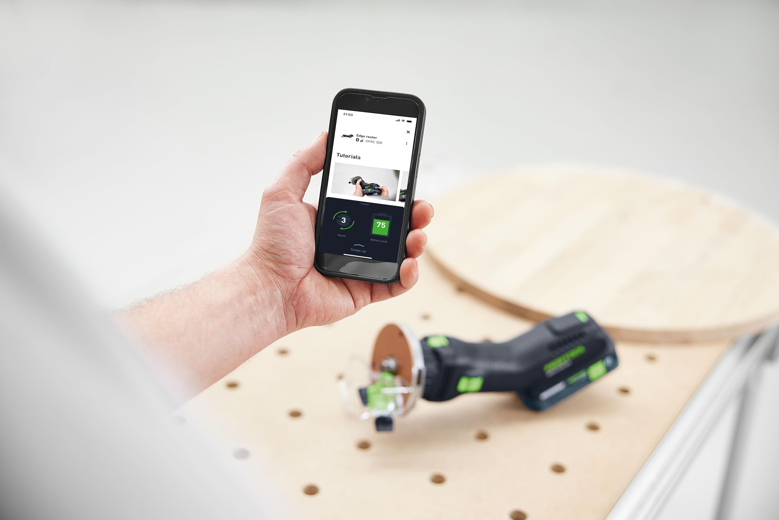 Festool Affleureuse sans fil OFKC 500 R3 EB-Basic - 577985 | Défonceuse de chants sur batterie 18 V - moteur EC-Tec sans balais - réglage profondeur 0,1 mm