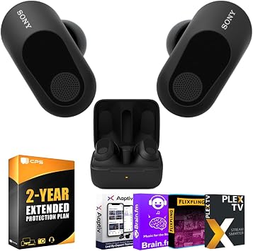 Sony INZONE Buds Truly Wireless Noise Cancelling Gaming Earbuds Black WFG700N/B Bundle with 2 YR CPS Enhanced Protection Pack and Audio Essentials Software