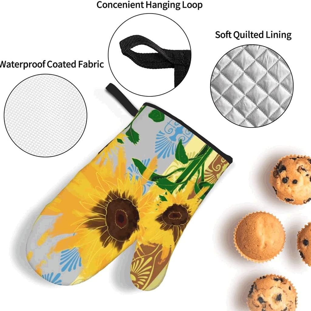 Oven Mitts Pot Holders Sets 4 Pcs Anti Scald Hot Pads Heat Resistant Gloves
